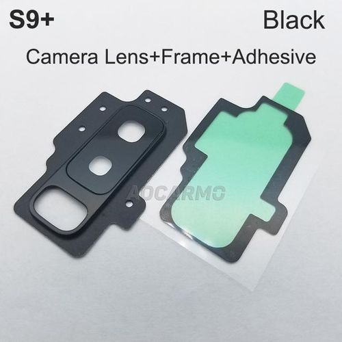 Aocarmo Rear Back Camera Lens Glass Ring Cover With Frame Adhesive For Galaxy S9 SM-G9650DS Plus 62 Replacement-BlackWHITE