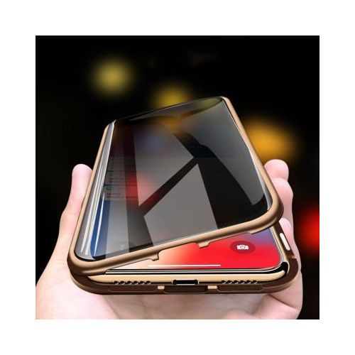 Protective Cover For 15 14 Pro Max Tempered Glass Privacy Metal Magnet Anti-Peep Phone Case 13 Pro Max 11 12-Goldenfor IPhone XSMAX