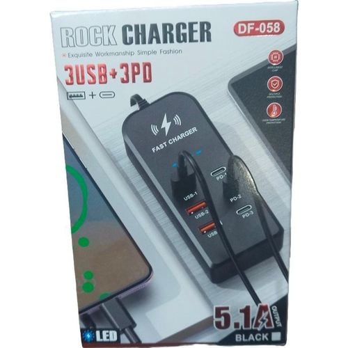 6 in 1 USB Charger PD Type C Fast Charging Wall Charger Multiport USB TypeC Hub Adapter EU/US Plug Quick Charger Expander Socket