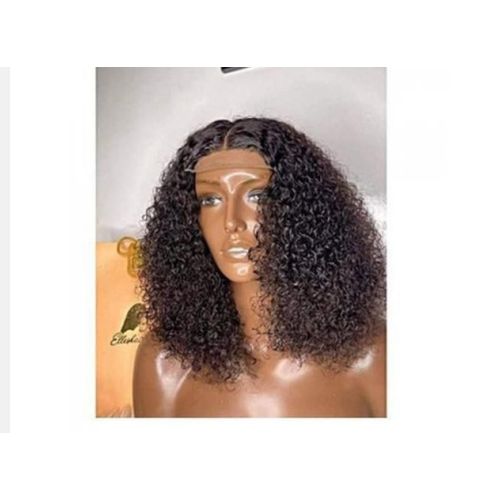 Wet and comb Water curl wig with 4 by 4 closure natural color 14 inches