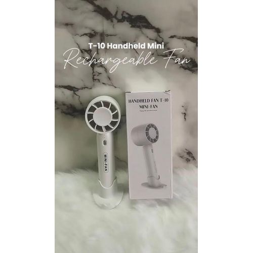 Portable Handheld Fan with Phone Holder - Mini-Fan T10 Turbo 3-Speed USB Rechargeable T10 Fan White