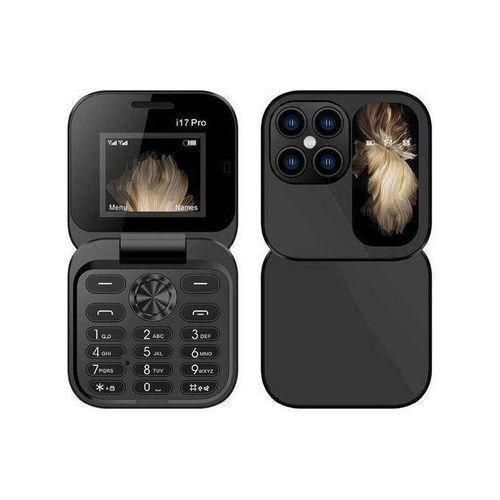 i17 Pro Mini Foldable Flip Dual Sim Mobile Phone black