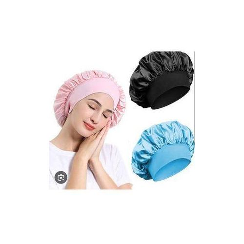 3 Ladies Satin Bonnet Sleep Cap + Elastic Band-Bath Wrap(comes in different colors