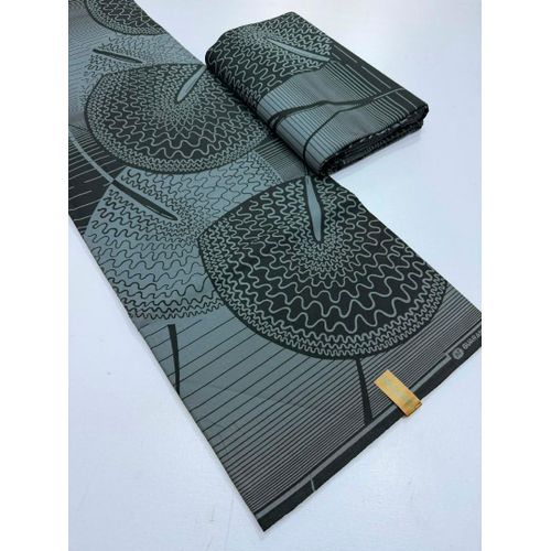 Black & Grey Ankara Fabric 6 Yards – Stylish African Print Material for Men & Women