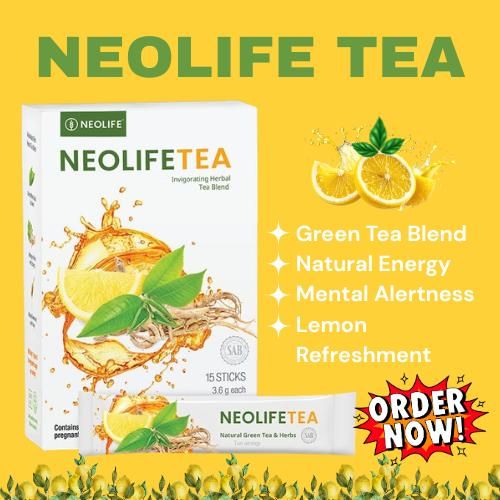 NeoLifeTea – 15 Sticks , Energising Tea Blend with Green, Black & White Tea, Ginseng, Lemon & Honey
