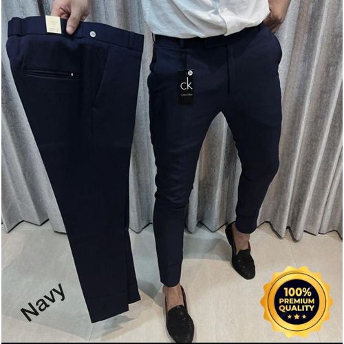Corporate Quality Trousers For Guys-Navy-Blue