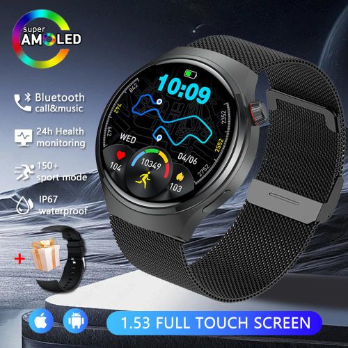 2026 New Pro Smart Watch Men's GPS Tracker AMOLED 360*360 HD Screen Heart Rate 100+Sports Mode Bluetooth Call SmartWatch Women