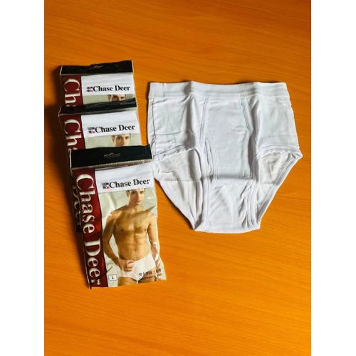 Men's 3-In-1 Pure Cotton Classic Briefs Underwear - White