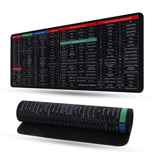 Black Oversized English Keyboard Shortcut Guide Mouse Pad Non-Slip Keyboard Pad Desk Mat