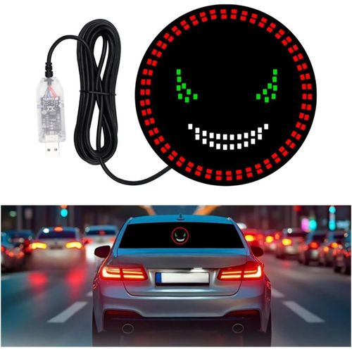 LED Car Decorative Lights, Smiling Face Car Rear Window Modification Warning Lights