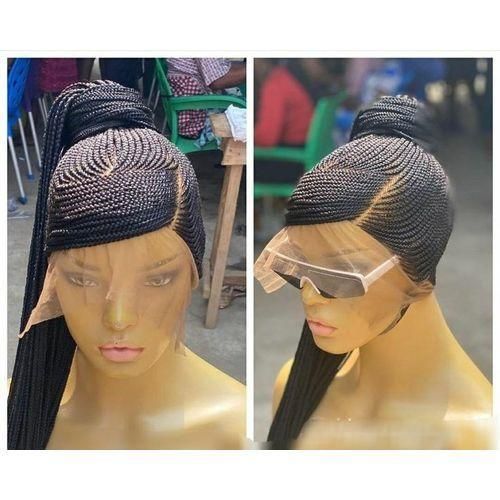 Bone Straight Braided Wig With Full Lace Frontal