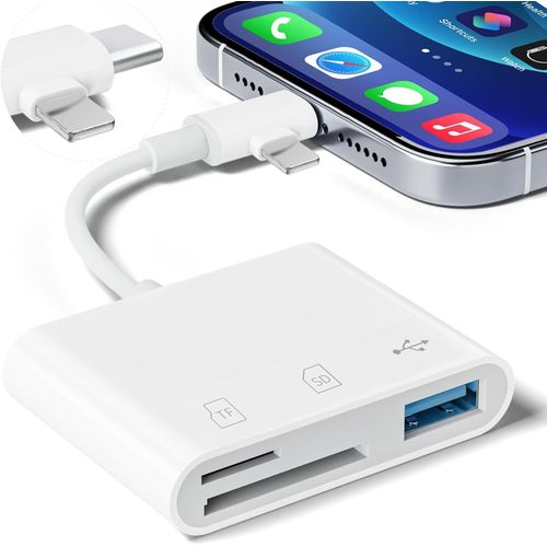 SD Card Reader for iPhone iPad, Micro SD Card Reader Memory Card Reader with USB Adapter Plug and Play