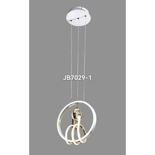 Modern Round Hoop LED Pendant Light (Model JB7029-1) – Minimalist Circle Ceiling Hanging Lamp with Gold Spiral Core