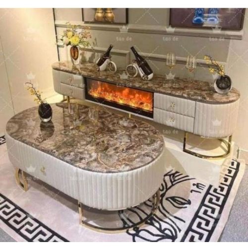 Italian Fireplace TV Stand And Center Table For Smart Home