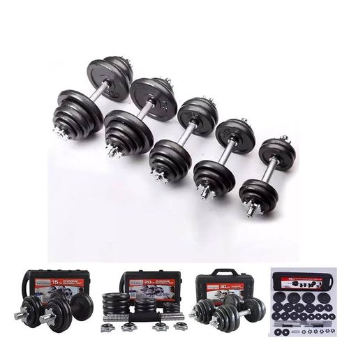 15kg 20kg 30kg 50kg case iron dumbbell set with barbel rod