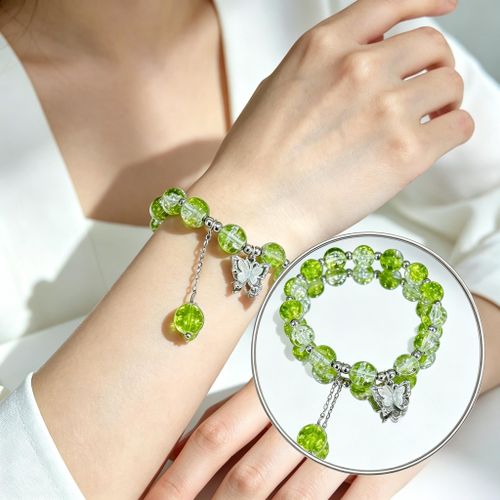 Butterfly and Lucky Green Crystal Bracelet ,Only one bracelet