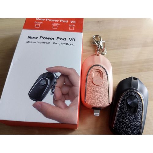 MINI cordless fast charging power bank with keychain - 2 mouths for type C and IPhone