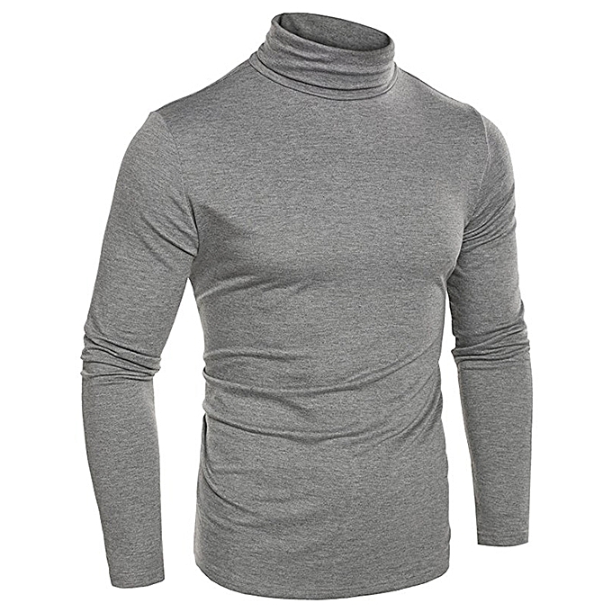 Fashion Men Turtleneck Plain T-Shirt - Light Gray | Jumia.com.ng