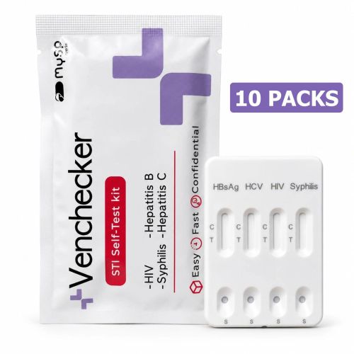 4-in-1 self test kit for HI-V, Syphilis, Hepatitis B and Hepatitis C- 10 Packs - Rapid testing for home use