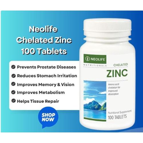 NEO LIFE Neo life Chelated Zinc - 100 Tablets (Single). Neo life Zinc supplement for immune, memory, prostate and eye support.