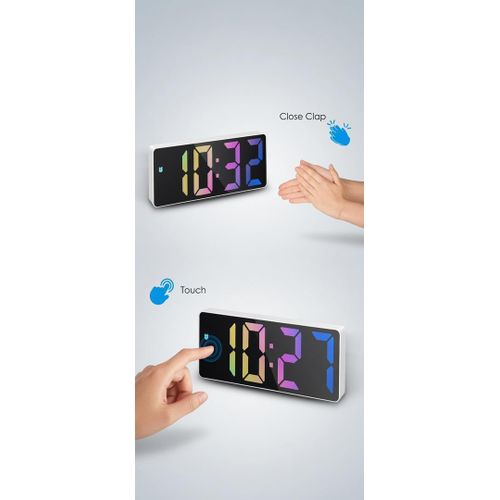 LED Digital Alarm Clock – Sound & Touch Control Desk Clock with Large Display