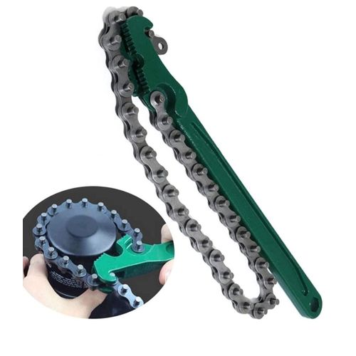 9 Inch Heavy Duty Reversible Chain Wrench fits 1.5 to 4.2 Diameter, Adjustable Oil Filter Chain Wrench Pipe Fittings Tools Spanner