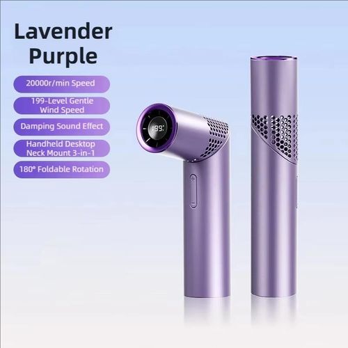 Portable foldable handheld fan, USB rechargeable mini fan, with LED display, 199-speed settings, 3000mAh battery