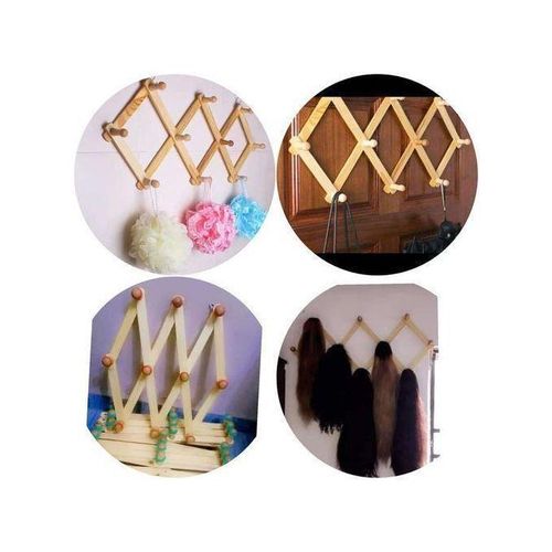 Collapsible Wooden Wall Bag Cloth Cap Wig Hair Sponge Hanger
