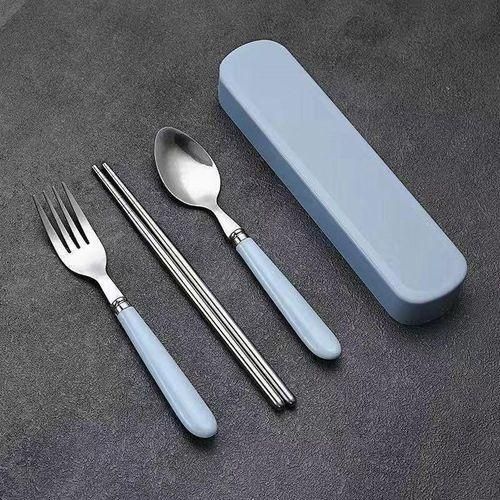 3PCS KIDS QUALITY STAINLESS STEEL CUTLERY SET WITH STORAGE BOX