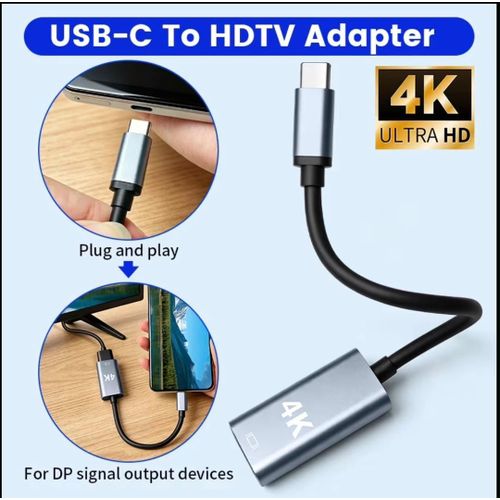 Type-C to HDMI Adapter Cable, 4K60Hz Projection Connection Cable - Type-C to HDTV Video Transmission Connection Adapter, Suitable for Phones, Laptops, Displays And Other Devices - Plug And Play, No Driver Needed