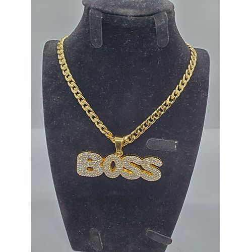 Linked Cuban Chain With Iced Boss Pendant