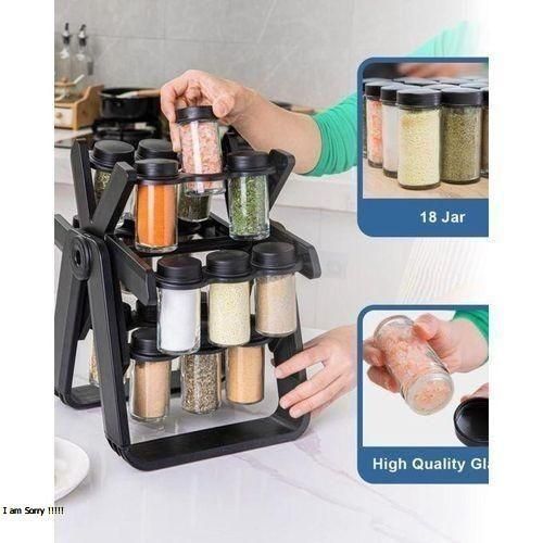 18 Jar Rotating Spice Rack - Ferries Wheel Space Saving & Spice Organizer