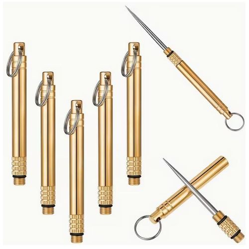 Portable Titanium Toothpick Holder Metal Pocket Dental Pick Gold