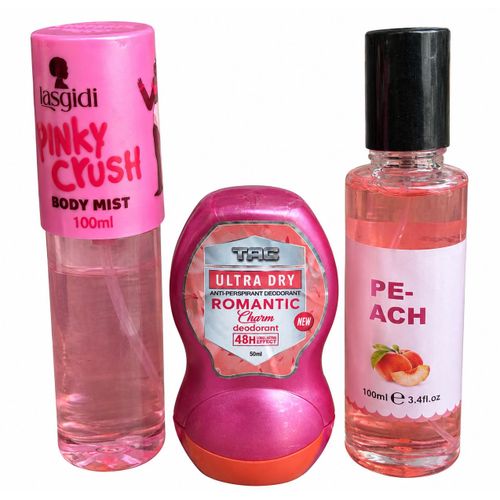 Pinky crush body mist with tag and peach 100ml 3pcs NAFDAC NO: A2-107281
