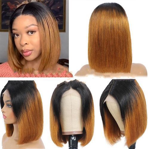 Short Ombre Bob Hair Wigs For Black Women Dark Brown Wigs