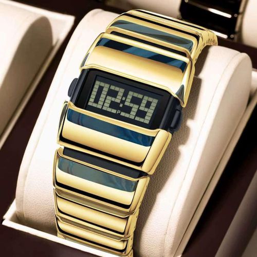 Highly Superior Quality & Rugged Unisex Golden/Black Digital Silicon Rubber Strap Sports Wristwatch