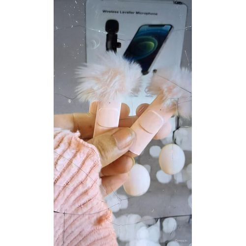 Pink Wireless Lavalier Microphone Type-C Clip-On Mic