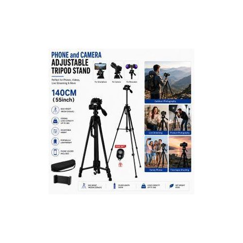 Phone & Camera Tripod Stand with Bluetooth Remote & Phone Holder