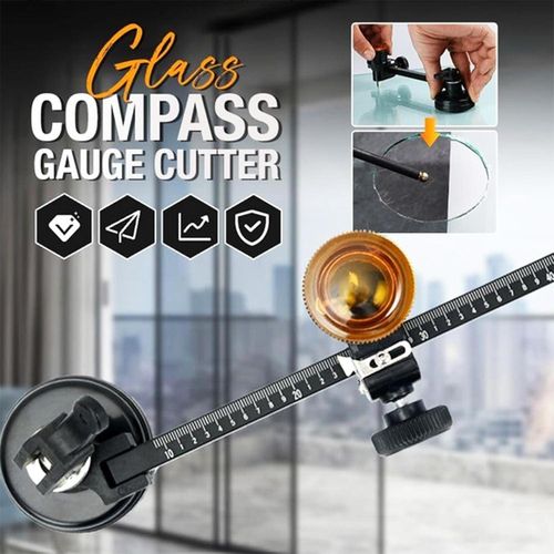 Compass Glass Cutter, Industrial Grade Glass Cutter Wheels Compasses Type Circular Cutting with Suction Cup