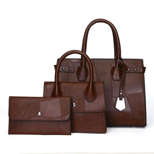 Brown Leather 3 In 1 Ladies / Women Shoulder Hand Bag