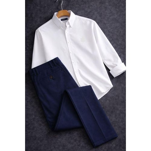Original Plain Long Sleeve Shirt And Suit Trouser For Man-Combo