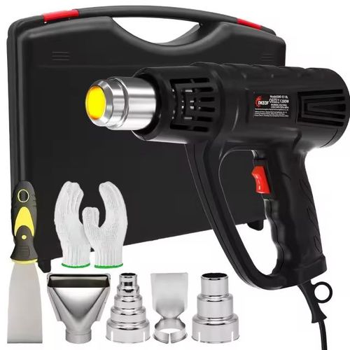 Professional 2000W Industrial Electric Heat Gun Kit – Hot Air Blower with 4 Nozzles, Paint Scraper, Safety Gloves & Carrying Case – Multi-Purpose Thermal Blower for Shrink Wrapping, Paint Removal & PVC Bending