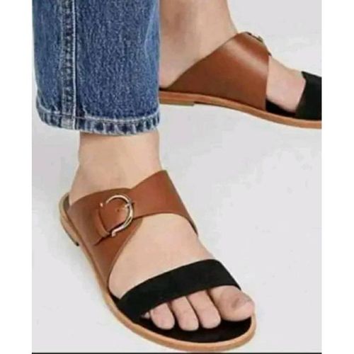 Black And Brown Beautiful Leather Slippers