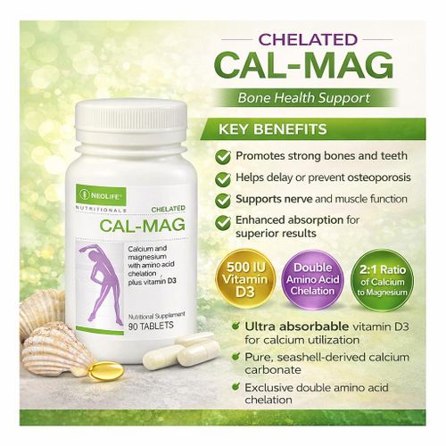 Chelated Cal Mag 500 IU Vitamin D3 Cal Mag- 90 Tablets (Single) Calmag