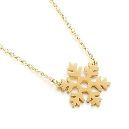 Premium 316L Stainless Steel Snowflake Necklace - Rose Gold Plated Hypoallergenic Jewelry