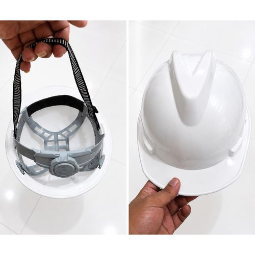 Industrial Safety Helmet with Ratchet Suspension - Protective Hard Hat for Construction & Engineering - white