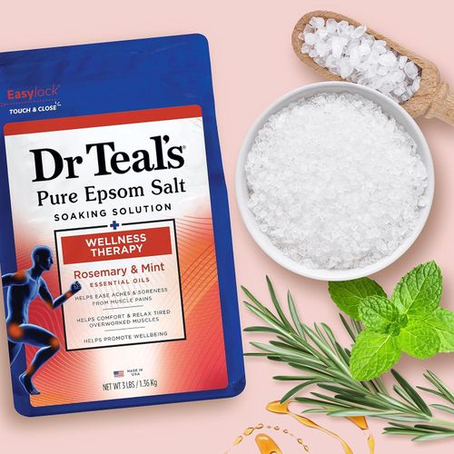 Dr Teal's Pure Epsom Salt Soak, Wellness Therapy with Rosemary & Mint, 3 lbs