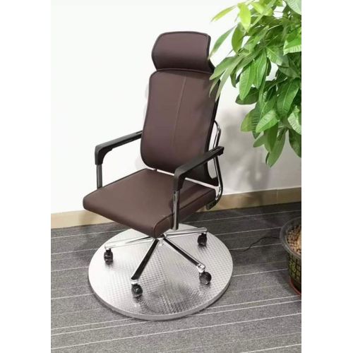 Luxury Ergonomic Office Chair Mid Back - PU Leather, Swivel, Height Adjustable, Headrest, Chrome Base - Brown