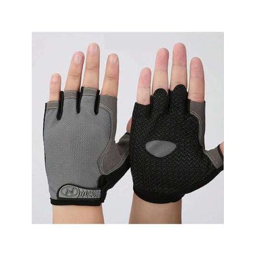 Professionaym Fitness Breathable Anti-Slip Women Men Half Finger Summer Fishing Cycling Fingerless Gloves Female Bicycle Bike-Silicone Black