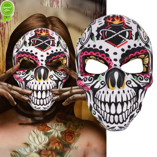 Halloween Ghost Skull Mask, Day Of The Dead Sugar Skull Mask Masquerade Cosplay Mexican Costume Party Mask